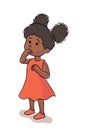 Little Afro American girl covering mouth with hand