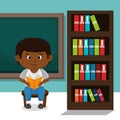 Little afro schoolboy with chalkboard Royalty Free Stock Photo