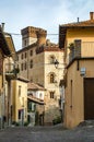 Little alley in the medieval village of Barolo