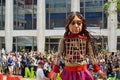 Little Amal, the 12-foot puppet of a Syrian refugee, begins a walking tour of New York City