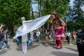 `Little Amal,` an international symbol of child refugees, visits a refugee settlement in the city of Lviv