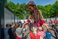 `Little Amal,` an international symbol of child refugees, visits a refugee settlement in the city of Lviv
