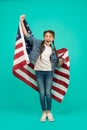 Little american girl. National holidays. Independence celebration. Happy child. Independence day holiday. Americans