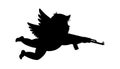 Little angel cupid with gun ak47. Cherub silhouette. Valentine's day. Love symbol. Vector illustration. Royalty Free Stock Photo