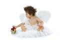 Little angel and house Royalty Free Stock Photo