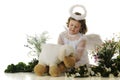 Little Angel Tending a Lamb Royalty Free Stock Photo