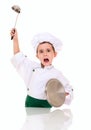 Little angry boy cook threaten Royalty Free Stock Photo