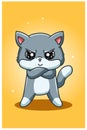 Little angry and cute cat hand drawing Royalty Free Stock Photo