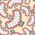 Little angry dog pattern seamless. small Pet Teeth grin background. vector texture