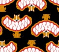 Little angry dog pattern seamless. small Pet Teeth grin background. vector texture