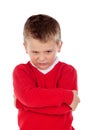 Little angry kid with red jersey