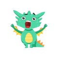Little Anime Style Baby Dragon Shouting And Screaming Cartoon Character Emoji Illustration Royalty Free Stock Photo