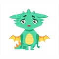 Little Anime Style Baby Dragon Upset And Disappointed Cartoon Character Emoji Illustration