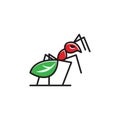 Little Ant Small Insect Abstract Leaf Nature Logo Royalty Free Stock Photo