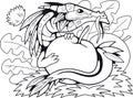 Little apple dragon, coloring book, funny illustration