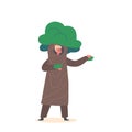 Little Artist Boy Playing Role of Tree in Performance. Child in Costume, Character Wear Suit Take Part in Spectacle