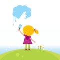 Little artist kid painting on the sky Royalty Free Stock Photo