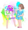 Little artist to the section of children`s drawing