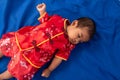 Cute little asian baby boy in Chinese dress