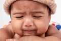 Little asian baby boy sad and crying Royalty Free Stock Photo