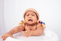 Little asian baby boy sad and crying Royalty Free Stock Photo