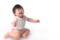 Little asian baby girl crying, Unhappy childe have sad, isolate on white background, With clipping path