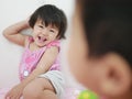 Little Asian baby girls smiling and laughing at home Royalty Free Stock Photo