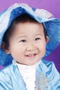 Little asian boy in blue Royalty Free Stock Photo