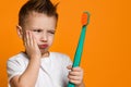 Little Asian boy suffering from toothache - Dental problem Royalty Free Stock Photo