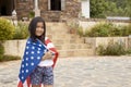 Little asian girl American flag Royalty Free Stock Photo