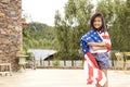 Little asian girl American flag Royalty Free Stock Photo