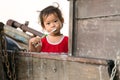Little asian girl brushing teeth