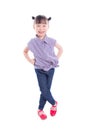 Girl smiling while standing over white background Royalty Free Stock Photo