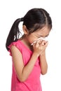 Little asian girl sneeze with napkin paper Royalty Free Stock Photo
