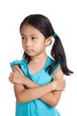 Little asian girl sulk, in bad mood