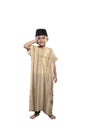 Little asian muslim boy with black cap praying Royalty Free Stock Photo