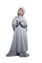 Little asian muslim girl wearing hijab praying Royalty Free Stock Photo