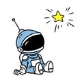 Little astronaut character rest looking star illustration cartoon