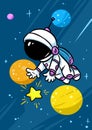 Little astronaut star space cartoon illustration