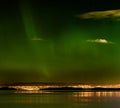 The little aurora borealis over Oslo, the capital of Norway Royalty Free Stock Photo