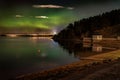 The little aurora borealis over Oslo, the capital of Norway Royalty Free Stock Photo