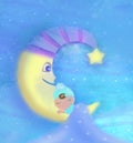 Little babe sleeping on moon