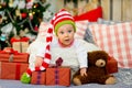 Little baby in the arms of Santa Claus Royalty Free Stock Photo