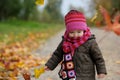 Little baby in an autumn park