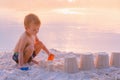 Little baby boy build a castle Royalty Free Stock Photo