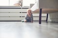 Little baby boy crawling on floor at home Royalty Free Stock Photo