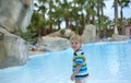 Little baby boy near swimming pool Royalty Free Stock Photo