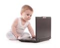 Little baby boy play with laptop Royalty Free Stock Photo