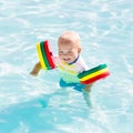 Little baby boy playing in swimming pool Royalty Free Stock Photo