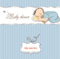 Little baby boy sleep with his teddy bear Royalty Free Stock Photo